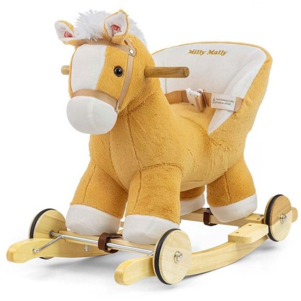 MILLY MALLY Houpací koník s melodií a kolečky - sv. hnědý