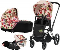 Kočárek CYBEX Set Priam Lux Seat Fashion Spring Blossom 2021 včetně autosedačky, podvozek priam chrome black