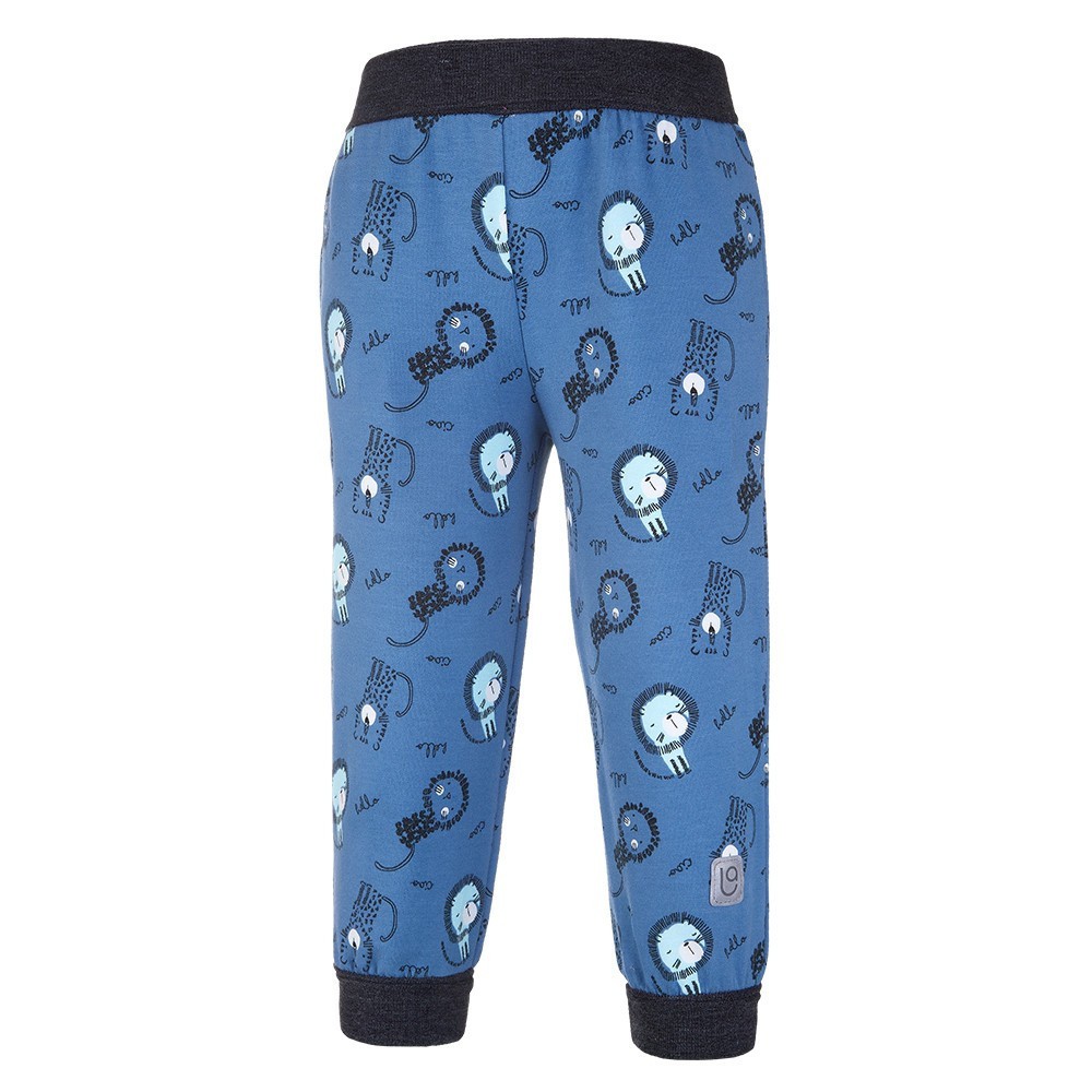 LITTLE ANGEL Tepláky - denim lvíčci - Velikost: 86