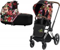 Kočárek CYBEX Priam Lux Seat Fashion Spring Blossom 2021 včetně korby, podvozek priam chrome brown