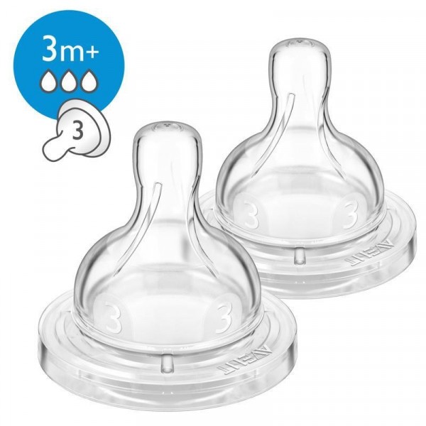 Dudlík Anti-colic/Classic+ 3 střední průtok, 2 ks - Avent dudlík anticolic/classic 3 střední průtok 2 ks bílá