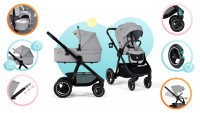 KINDERKRAFT Kočárek Everyday 2v1 Light Grey + KIDDY Evolution Pro Moon Grey