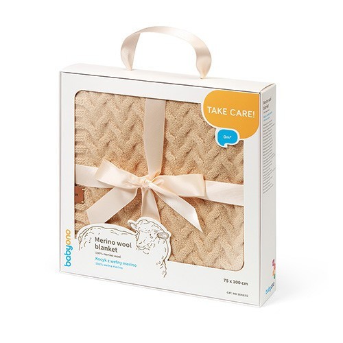 BABYONO Deka z merino vlny 75 x 100 cm dark beige 0m+
