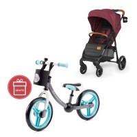 Kočárek sportovní Grande burgundy Kinderkraft + Dětské odrážedlo 2WAY Next