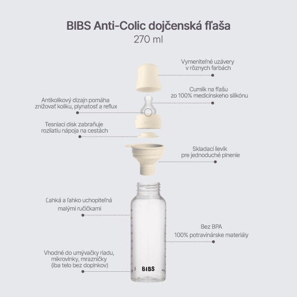 BIBS antikoliková lahev se silikonovou savičkou 270ml