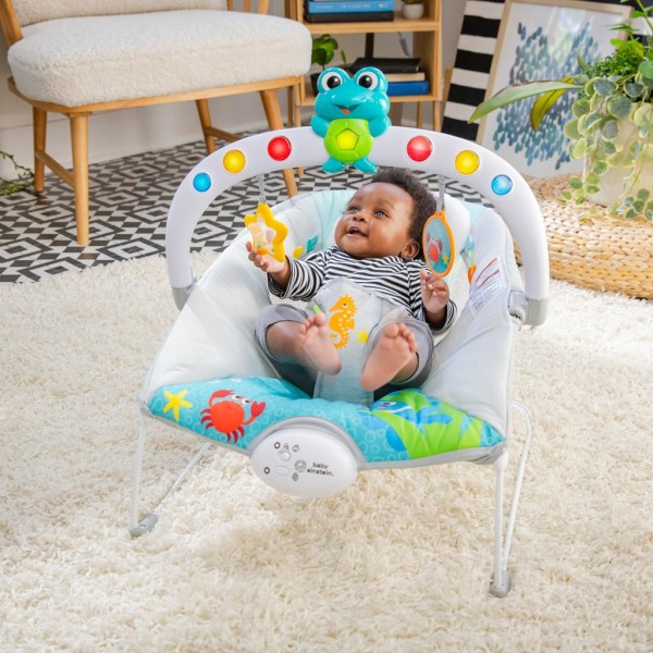 BABY EINSTEIN Lehátko hudební vibrační se světly Kick to It Neptune do 9 kg