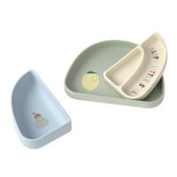 LÄSSIG Silikonový jídelní set Dish Set Silicone Section Happy Fruits