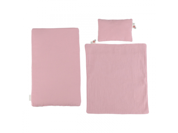 LITTLE DUTCH Postýlka pro panenky dřevěná s peřinkou Pink