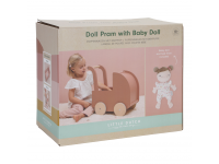 LITTLE DUTCH Kočárek pro panenky dřevěný s panenkou Květiny a motýli