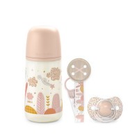 SUAVINEX Sada láhev 270ml + dudlík fyziologický 0/6m + klip Dreams