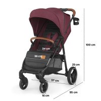 Kočárek sportovní Grande burgundy Kinderkraft + Dětské odrážedlo 2WAY Next