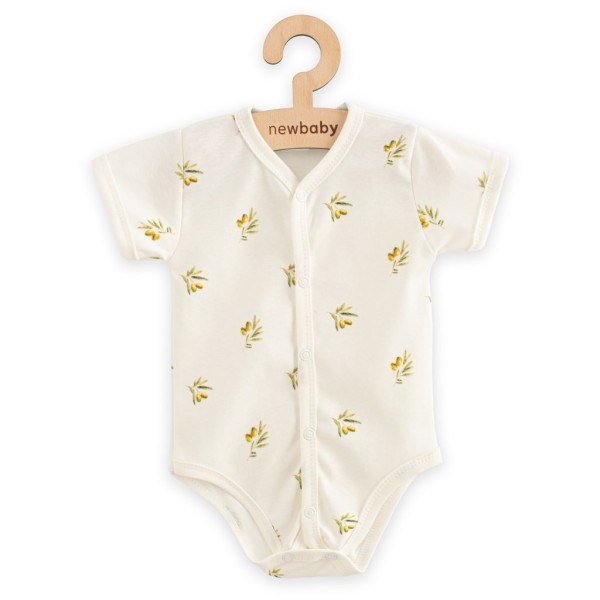 NEW BABY Kojenecké celorozepínací body s krátkým rukávem z organické bavlny Olivy