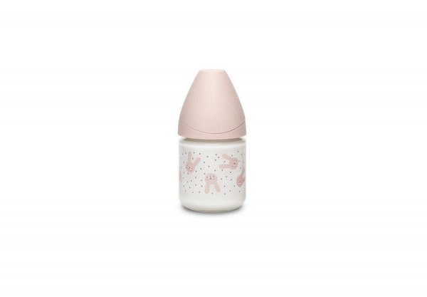 SUAVINEX Láhev SKLO 120 ml S HYGGE - RŮŽOVÁ