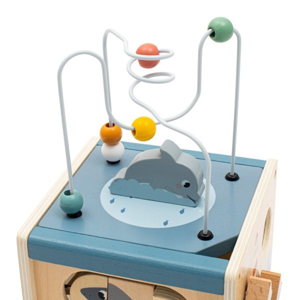 BABY MIX Dřevěná multifunknčí kostka Ocean Montessori