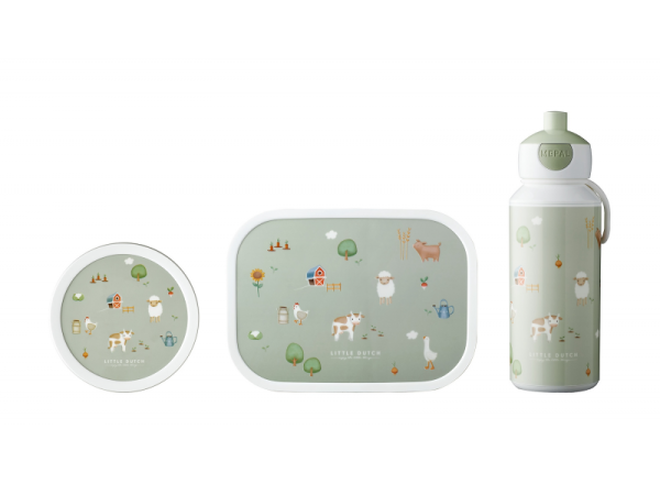 LITTLE DUTCH Svačinový set (láhev 400ml+box+box na ovoce) - Farma