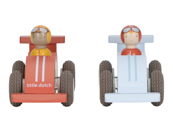 LITTLE DUTCH Závodní autíčka na setrvačník dřevěná