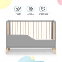 KINDERKRAFT Postýlka dřevěná se zábranou Lunky Grey