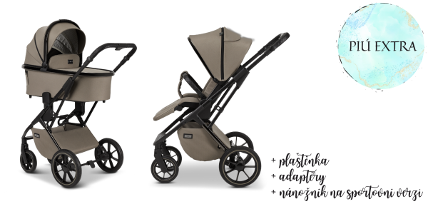MOON PIÚ EXTRA black chrome Kombinovaný kočárek