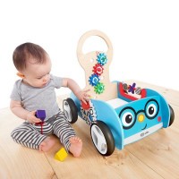 BABY EINSTEIN Hračka dřevěná aktivní vlečka Discovery Buggy HAPE 12m+