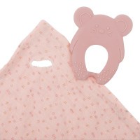 NATTOU Kousátko silikonové bez BPA s bavlněnou dečkou 28 x 28 cm