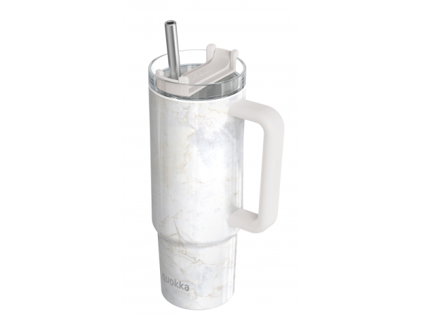 QUOKKA Nerezový termohrnek s brčkem Vibe 880 ml - Marble 880 ml