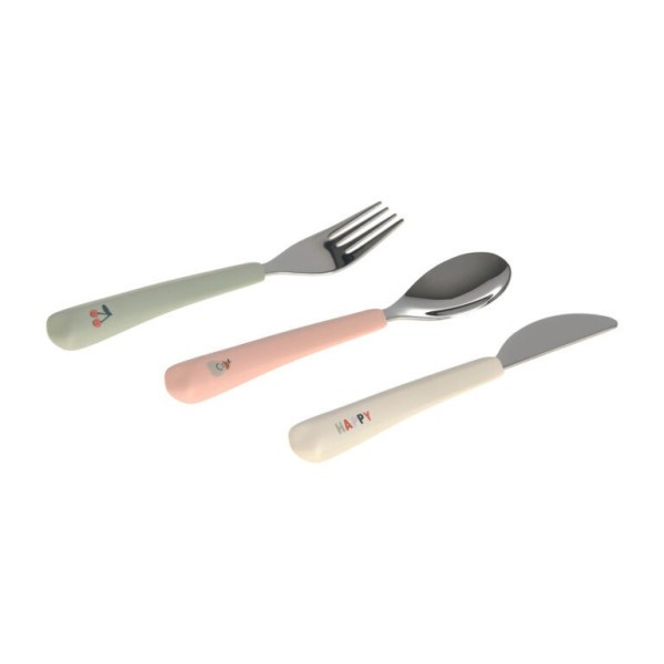 LÄSSIG  Dětský příbor Cutlery with Silicone Handle 3pcs Happy Fruits