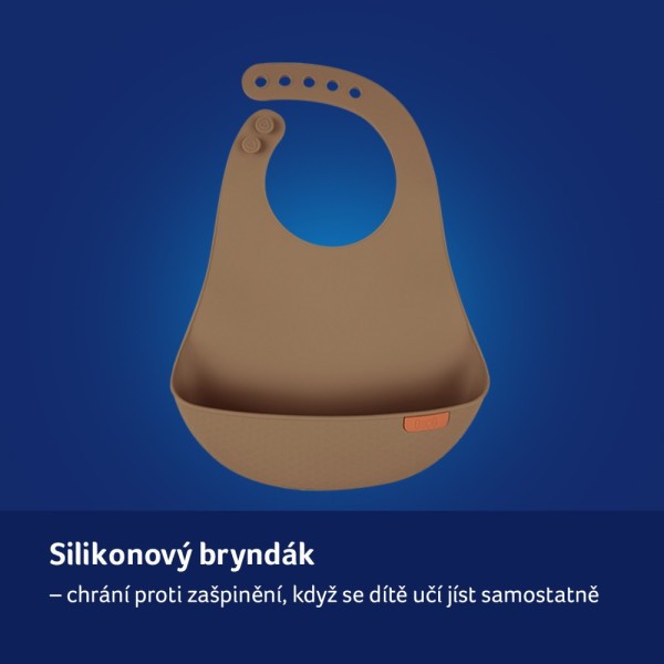 LOVI Silikonový bryndák s kapsou Granola