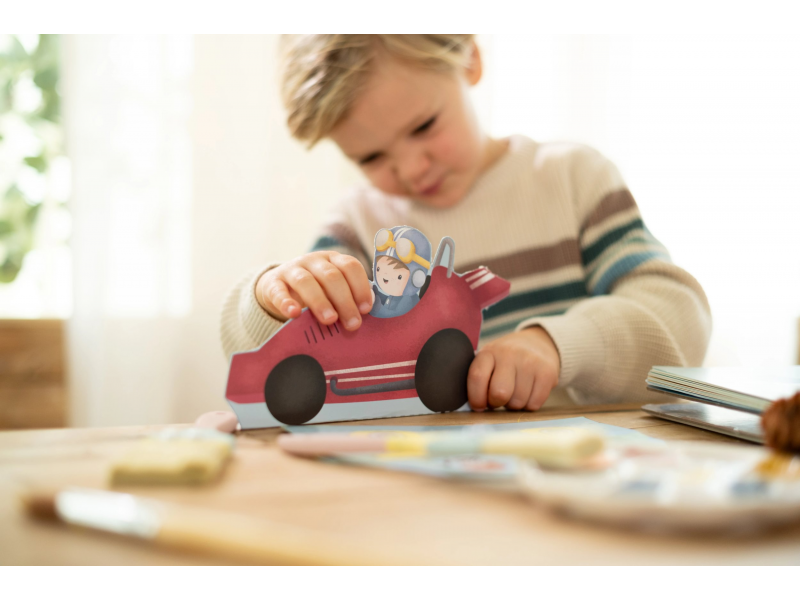 LITTLE DUTCH Kniha s vystřihovacími auty Jim