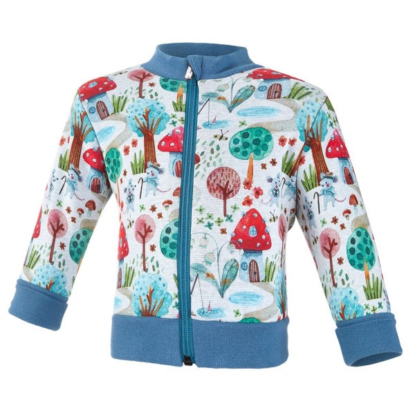 LITTLE ANGEL Mikina hřejivá rozepínací - muchomůrky - muchomůrky béžová - Velikost: 68