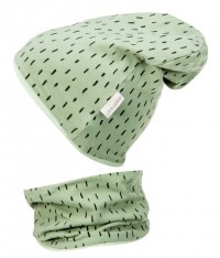 Emitex Bavlněná čepice s nákrčníkem olivová dvouvrstvá