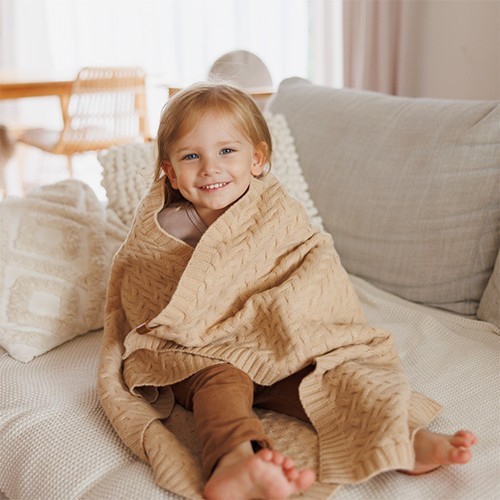 BABYONO Deka z merino vlny 75 x 100 cm dark beige 0m+