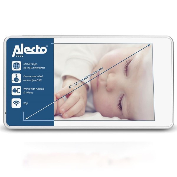 Alecto wifi chůvička DIVM-850 s displejem 5" + možností připojení chytrého telefonu