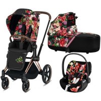 Cybex Kočárek Priam Rose Gold + Seat Pack Spring Blossom + Lux carry cot + Cloud Z i-Size 2020