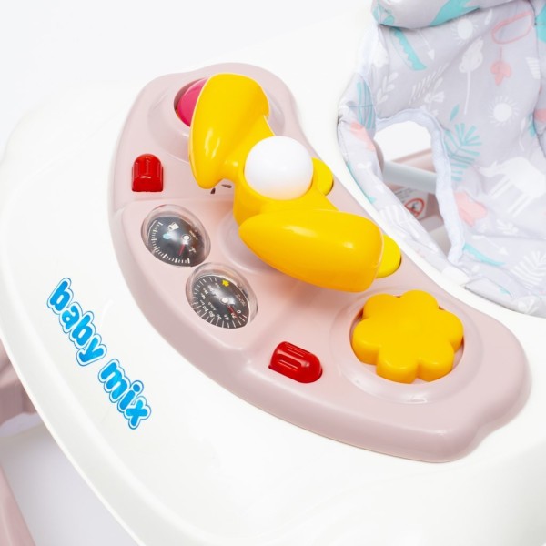 BABY MIX Dětské chodítko s volantem a silikonovými kolečky