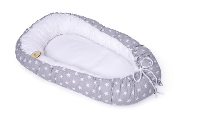 Oboustanné hnízdečko Maceshka Bílé hvězdy v šedé