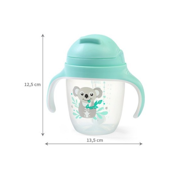 BABYONO Hrnek učicí s brčkem 6m+