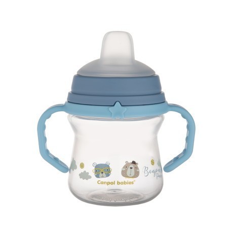 CANPOL BABIES Hrneček se silikonovým pítkem FirstCup BONJOUR PARIS 150ml