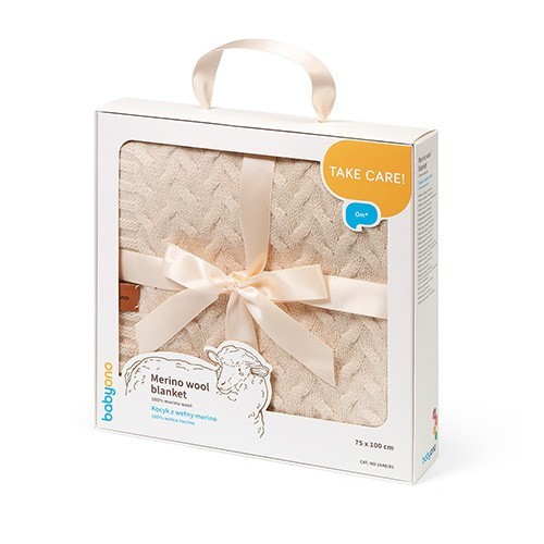 BABYONO Deka z merino vlny 75 x 100 cm dark beige 0m+