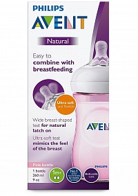 Láhev Avent Natural 260 ml, 1 ks růžová nová Láhev Avent Natural 260 ml, 1 ks růžová nová