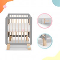 KINDERKRAFT Postýlka dřevěná se zábranou Lunky Grey