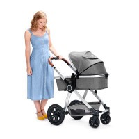 KINDERKRAFT Kočárek kombinovaný Veo black/grey 3v1 Kinderkraft + koš na pleny Angelcare