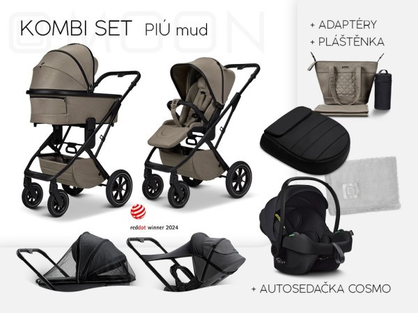 MOON PIÚ Kombi set Kombinovaný kočárek