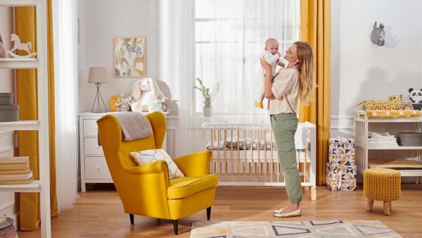 KINDERKRAFT Postýlka dřevěná se zábranou Lunky Grey