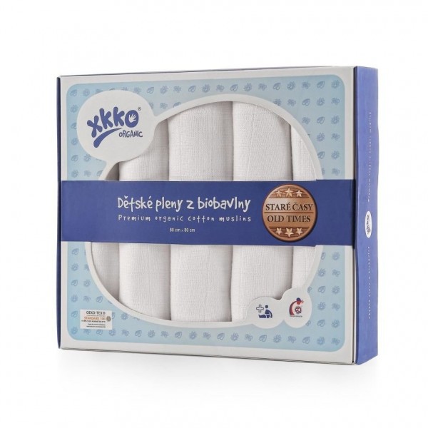 KIKKO Pleny dětské z biobavlny Organic Staré časy 80x80 (5 ks)