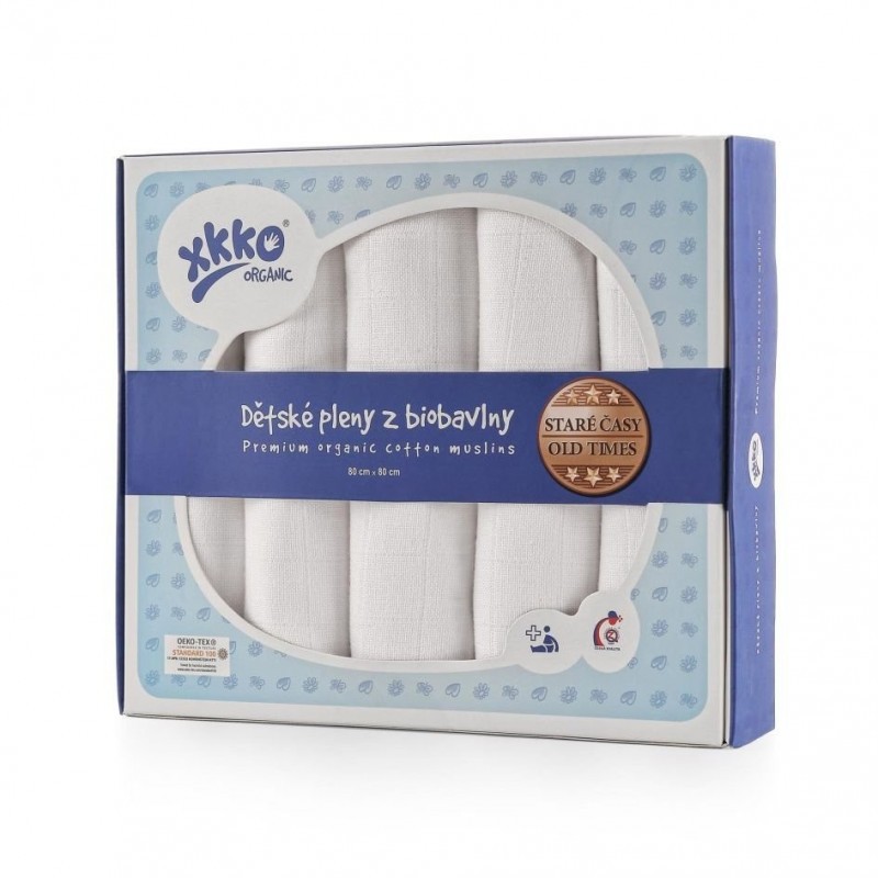 KIKKO Pleny dětské z biobavlny Organic Staré časy 80x80 (5 ks)