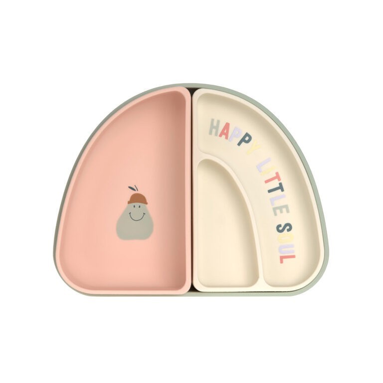 LÄSSIG Silikonový jídelní set Dish Set Silicone Section Happy Fruits