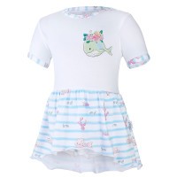 LITTLE ANGEL Body šaty tenké KR set Outlast® - bílá/velryba