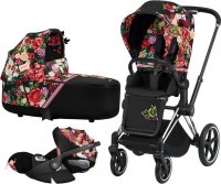 Kočárek CYBEX Set Priam Lux Seat Fashion Spring Blossom 2021 včetně autosedačky, podvozek priam chrome black