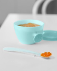 SKIP HOP Set jídelní s hrnkem 5 ks Easy-Feed Mealtime Set Teal / Grey 6m +