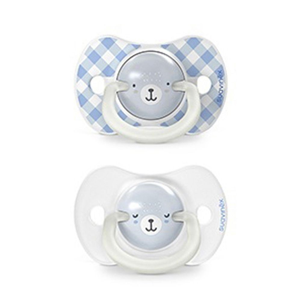 SUAVINEX Šidítko DEN&NOC fyziologické silikon WILD & FREE 6-18 m - 2 ks - 2 ks - modré